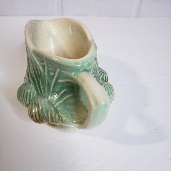 Vintage MCM McCoy Green Ceramic Pinecone Creamer Cool Crazing - Picture 3 of 10